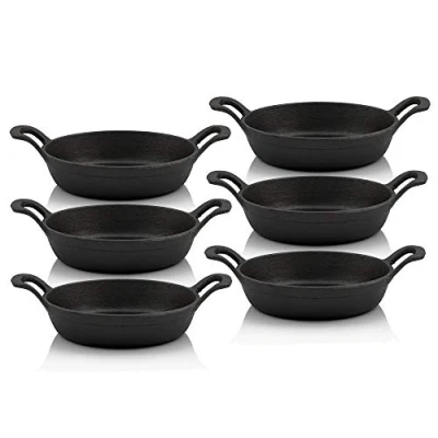 Abbildung von BBQ Toro Servierpfanne Gusseisen Servierpfännchen Set, 6 Stück, Ø 20 cm, rund, Gusspfanne,