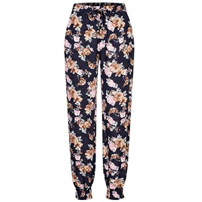 Abbildung von Cloud 5ive MIT BÜNDCHEN 2POCKETS Rosen Print Jogginghose, Damen, Größe: XL, Navy