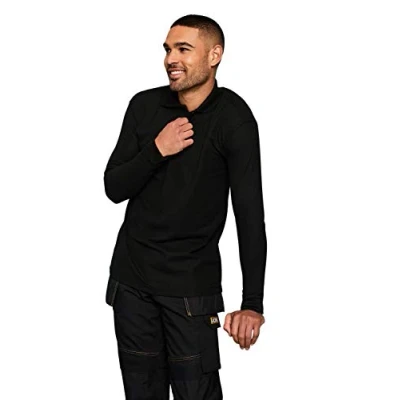 Abbildung von Uneek clothing Herren Langärmeliges Poloshirt Polohemd, Schwarz, L