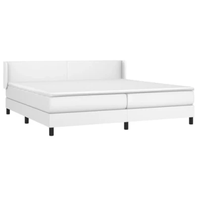 Abbildung von vidaXL Boxspringbett mit Matratze Doppelbett Kunstlederbett Polsterbett Bettgestell Bett Hotelbett Bettrahmen Lattenrost Schlafzimmerbett Weiß 200x200cm