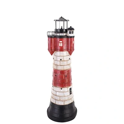 Abbildung von Solar Leuchtturm Roter Sand Höhe 78cm aus Polyresin mit einer weissen LED 2325