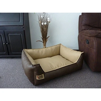 Abbildung von Hundebett Hundesofa Schlafplatz Kunstleder Similpelle Farbe und Größe wählbar von XS bis XXL (70 cm X 55 cm, grau)