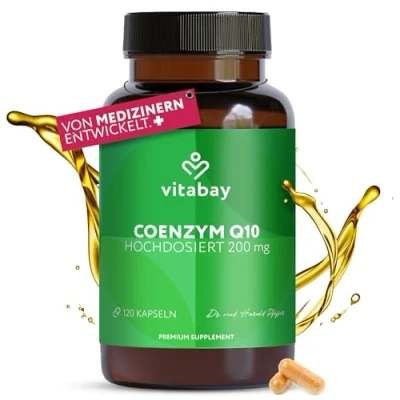 Abbildung von Vitabay Coenzym Q10 Kapseln 200mg Hochdosiert 120 Vegan &amp; Laborgeprüft