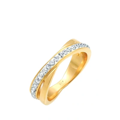Abbildung von Elli Classic Crossed Ring goldcoloured, Damen, Größe: 54, Gold coloured