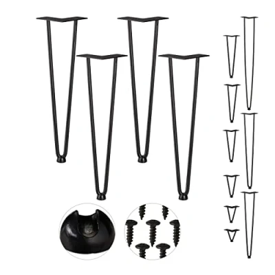 Abbildung von Relaxdays Hairpin Legs, 4er Set, 2 Streben, Metall, Haarnadel Tischbein für Hocker, Tisch &amp; Schrank, 45 cm hoch, schwarz