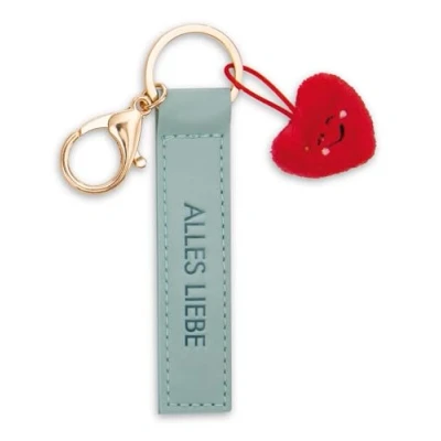 Abbildung von NICI Schlüsselanhänger Alles Liebe Kunstlederband türkis 10cm mit Herz
