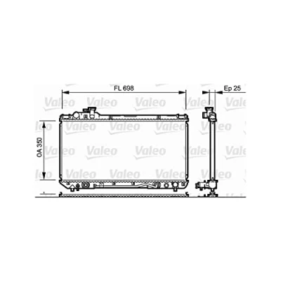 Abbildung von VALEO 734172 Kühler, Motorkühlung Aluminium 350mm 698mm 26mm mit Kühlmittelregler Kühlrippen gelötet TOYOTA: RAV4 I SUV (XA10) 2.0 4WD 1994 2000