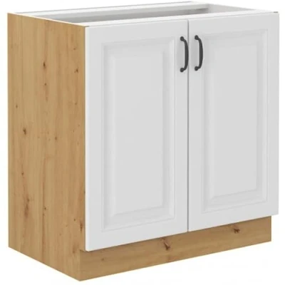 Abbildung von Küchen Preisbombe Spülenunterschrank 80 cm Küche Stilo Weiß Eiche Artisan Küchenzeile Küchenblock Landhaus