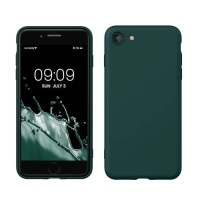 Abbildung von kwmobile Hülle kompatibel mit Apple iPhone SE (2022) / (2020) 8 7 gummierte TPU Silikon Handyhülle Schutzhülle für kabelloses Laden Case in Türkisgrün