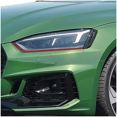 Abbildung von Devil Eye® Scheinwerferfolie rot Zierstreifen Dekor Dekorleiste Folie Flexibel für Scheinwerfer Kfz Auto Zubehör Selbstklebend KX004 (Kompatibel mit Audi A5 ab 2016)