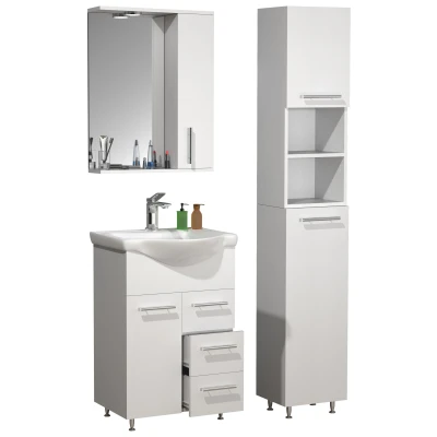 Abbildung von VCM Waschbeckenunterschrank &quot;VCM 4 tlg. Waschplatz Waschtisch Badmöbel Set Waschbecken Schublade Spiegelschrank Lisalo L&quot;, (4 St.)