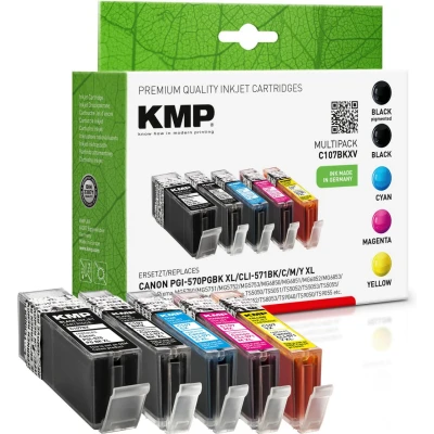 Abbildung von KMP Druckerpatronen C107BKXV 2x schwarz, 1x cyan, magenta, gelb kompatibel zu Canon PGI 570XL PGBK, CLI 571XL BK/C