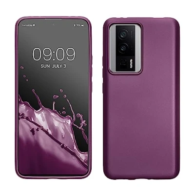 Abbildung von kwmobile Case kompatibel mit Xiaomi Poco F5 Pro 5G Hülle Schutzhülle aus Silikon metallisch schimmernd Handyhülle Metallic Lavendel