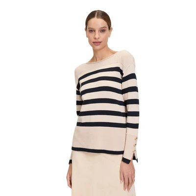 Abbildung von Betty Barclay Strickpullover &quot;Betty Damen mit Streifen&quot;, (1 tlg.), Knöpfe