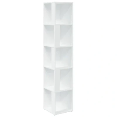 Abbildung von vidaXL Eckregal 5 Fächer Standregal Bücherregal Wandregal Raumteiler Regal Büroregal Dekoregal Aufbewahrung Weiß 33x33x164,5cm Holzwerkstoff