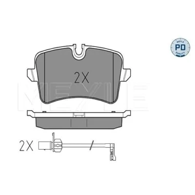 Abbildung von MEYLE 025 246 0617/PD Bremsbelagsatz PD Quality Hinterachse inkl. Verschleißwarnkontakt mit Anti Quietsch Blech AUDI: A5 B8 Sportback