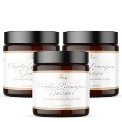 Abbildung von bedrop Propolis Deo Creme Lemongrass, Deocreme ohne Aluminium Salze, Deodorant natürlich, Peelingeffekt für eingewachsene Haare nach Rasur, Sheabutter &amp; Mandelöl 30ml (3x im Sparset)