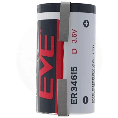 Abbildung von Eve ER34615 D S Herst.Nr: ER34615DSEVE 3,6 Volt 19000mAh mit Lötfahnen in U Form