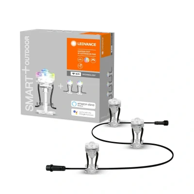 Abbildung von LEDVANCE Smarte LED Gartenleuchte mit WIFI Technologie, Erweiterungspaket 3 Dots für Außen, RGB Farben änderbar, Kompatibel Google und Alexa Voice Control, SMART+ GARDEN DOT 3P EXT