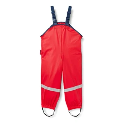 Abbildung von Playshoes Unisex Kinder Matschhose Regenlatzhose Textilfutter Wind Und Wasserdichte Regenhose Regenbekleidung, Rot, 116 EU