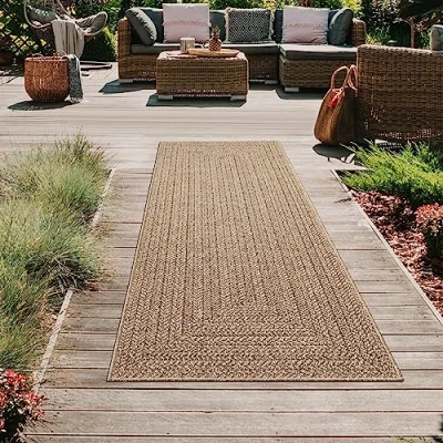 Abbildung von Teppich Traum Outdoor Läufer lang modern robust Jute Look wetterfest Balkon Garten Terrasse 80x250 cm