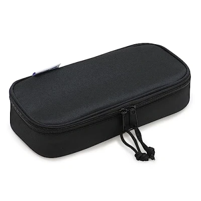 Abbildung von Waytex 93165 Federmäppchen, oval, XL, sehr großes Fassungsvermögen, mit Taschen, Organizer für Schule, Büro, Aufbewahrung, Kosmetik, Schwarz, one size, Federmäppchen in ovaler Form