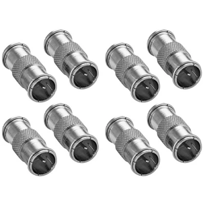 Abbildung von Poppstar 8X F Quickstecker Kupplung (F Quick SAT Adapter Stecker beidseitig), für Koaxialkabel, Antennenkabel, silbern