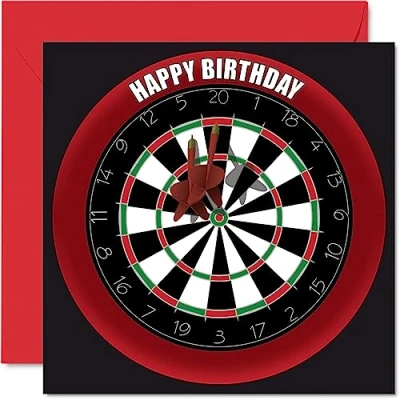 Abbildung von Stuff4 Lustige Geburtstagskarte zum 45. Geburtstag für Männer und Frauen Dartscheibe Happy Birthday Karte Vater, Mutter, Bruder, Schwester, Großvater, Oma, Onkel, Tante, 145 mm x mm,