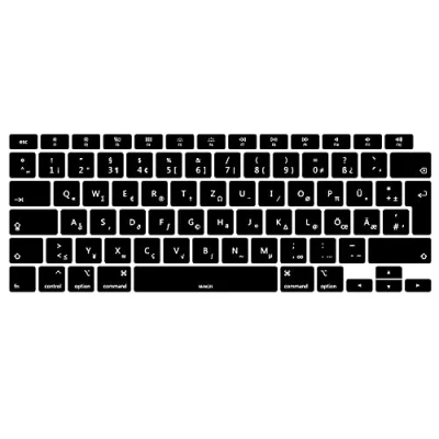 Abbildung von MiNGFi Deutsche QWERTZ Silikon Tastatur Schutz Abdeckung für MacBook Air 13&quot; Touch ID Modell M1 A2337 A2179 (2020+) EU/ISO Tastaturlayout Schwarz