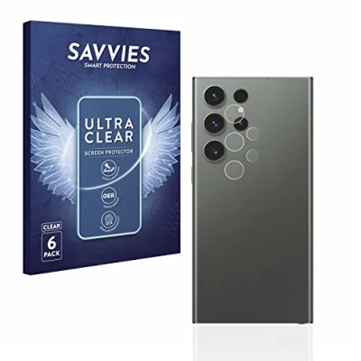 Abbildung von Savvies 6 Stück Schutzfolie für Samsung Galaxy S23 Ultra (NUR Kameraschutz) Displayschutz Folie Transparent