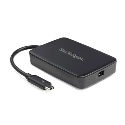 Abbildung von StarTech.com Thunderbolt 3 auf 2 Adapter (Nicht umkehrbar) TB3 Laptop TB2 (20Gbit/s) oder TB1 (10Gbit/s) Bildschirme/Geräte Schwarz Windows/Mac (TBT3TBTADAP)