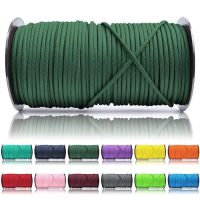 Abbildung von Ganzoo Paracord 550 Seil Gras Grün 4mm Schnur Typ 3, Nylon &amp; Polyester, ideal für Basteln von Hundeleine Halsband Armband/Camping Survival und Outdoor 100 Meter Allzweckseil 7 Innenstränge