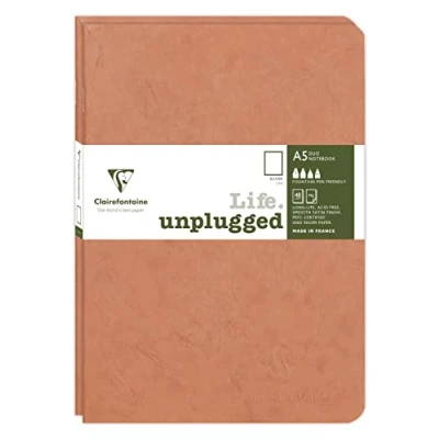 Abbildung von Clairefontaine 733186C Age Bag DUO Set aus 2 Notizheften 14,8x21cm , geheftet, 48 Blatt 90g, blanko Braun, 1