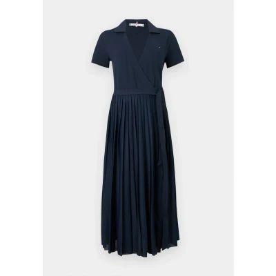 Abbildung von Tommy Hilfiger Pleated WRAP Dress Blusenkleid, Damen, Größe: XXS, Dark night navy