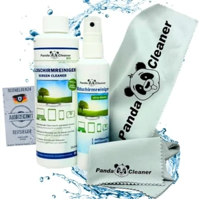 Abbildung von PandaCleaner Bildschirmreiniger Reinigungs Set Laptop Cleaning Kit Glasreiniger (Spar Set, [4 St. 1x 100ml Spray + 250ml Refill 2x Putztuch)