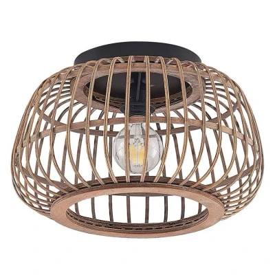 Abbildung von Lindby Deckenleuchte Bominio, Ø 40 cm, Rattan, Holz, E27