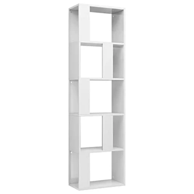 Abbildung von vidaXL Bücherregal Raumteiler mit 5 großen Fächern Wandregal Standregal Aktenregal Raumtrenner Büroregal Regal Hochglanz Weiß 45x24x159cm Holzwerkstoff