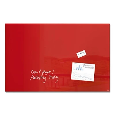 Abbildung von SIGEL GL142 Premium Glas Whiteboard 100x65 cm rot hochglänzend, SGS geprüft, einfache Montage, Magnettafel Artverum