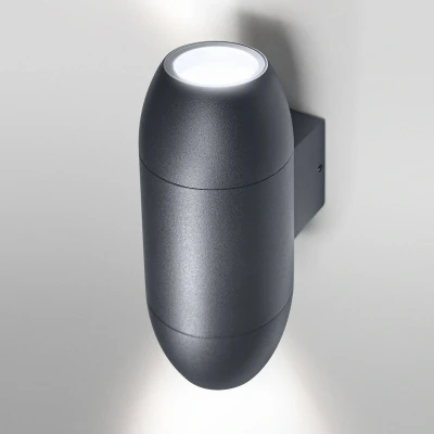 Abbildung von LEDVANCE LED Wandleuchte für 2x GU10 Leuchtmittel, Design Leuchte Aussen in Kanonenoptik, 2 seitige indirekte Beleuchtung, aus hochwertigem Aluminium dunkelgrau, ENDURA CANNON Wall UpDown