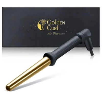 Abbildung von Lockenstab für Beach Waves 5 Jahre Sorgenfreiheit Haar Locken Lockenstyler Hair Curler Lockeneisen Gerät kurze und lange Haare (18 mm 25 mm, Gold)