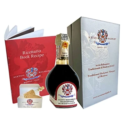 Abbildung von Traditioneller Balsamico essig Aus Modena 12 Jahre gelagert 100 ml + Tic Dosierer Rezeptbuch Acetaia Malpighi