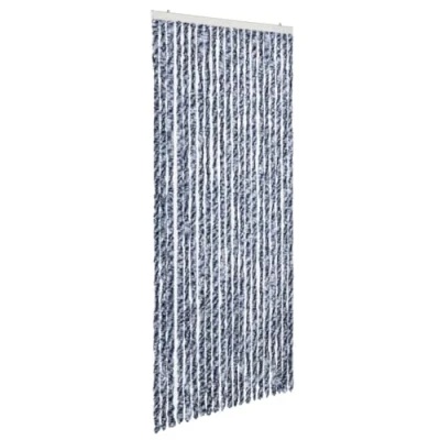 Abbildung von vidaXL Flauschvorhang Türvorhang Fadenvorhang Vorhang Tür Camping Insektenschutz Fliegenschutz Wohnwagen Wohnmobil Chenille 90x220cm Blau Weiß Silbern