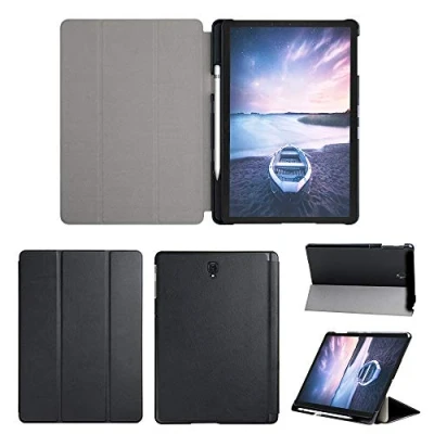 Abbildung von Hülle für Tab S4 10.5 2018, Colorful Ultra Slim Schutzhülle PU Leder Smart Cover Case mit Auto Wake/Sleep Samsung Galaxy (SM T830 Wi Fi/SM T835 4G LTE) 2018 (Schwarz)