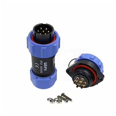 Abbildung von HangTon SP21 7 Pin Stecker 15A Energie Luftfahrt Rundgewinde Lötschraube Mount Panel Sockel 14AWG