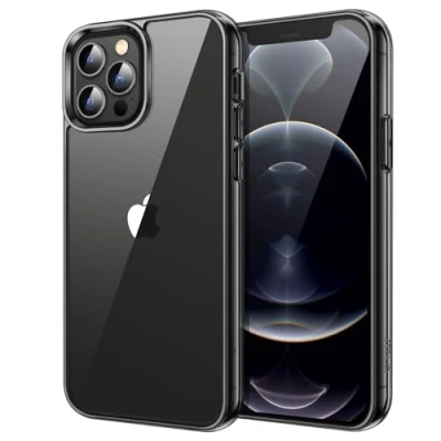Abbildung von JETech Hülle für iPhone 12 Pro Max 6,7 Zoll, Nie Vergilbung Stoßfeste Stoßstange Handyhülle, Anti Kratzt Klar Rückseite (Schwarz)