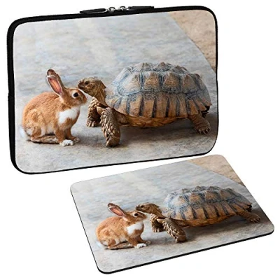 Abbildung von PEDEA Design Schutzhülle Notebook Tasche bis 15,6 Zoll (39,6cm) mit Mauspad, Rabbit and Turtle