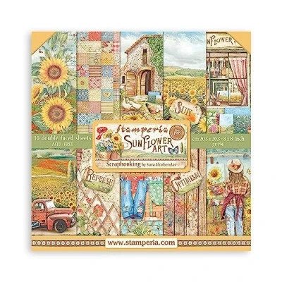 Abbildung von Scrapbooking Small Pad 10 sheets cm 20,3X20,3 (8&quot;X8&quot;) Sunflower Art