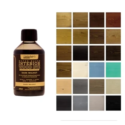Abbildung von Littlefair&#039;s Holzlasur 250ml Innen Holz Lasur Für Natürliche Holzmaserung Wasserbasierte Wood Stain Schnell Trocknend &amp; Umweltfreundlich Farbe: Dunkler Walnuss