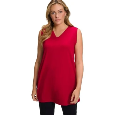 Abbildung von Ulla Popken Damen Basic v top T Shirts, Mohn, 62 64 EU