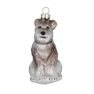 Abbildung von Christbaumschmuck Glas 9cm Schnauzer Hund Figur zum Aufhängen handbemalt Weihnachtsbaum Anhänger für Weihnachten Christbaumanhänger &amp; Weihnachtsbaumschmuck Tiere Braun